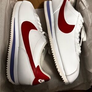 Nike Cortez White and Red Sneakers size 10. Maybe worn once.